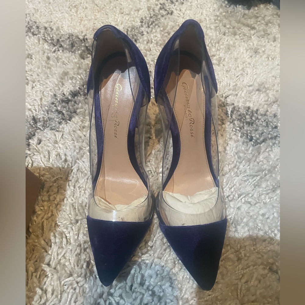 GIANVITO Rossi purple velvet plexi heel - Picture 2 of 7